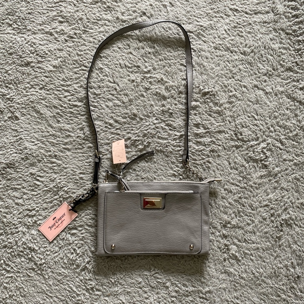 Grey and silver juicy couture bag with a removable wallet
